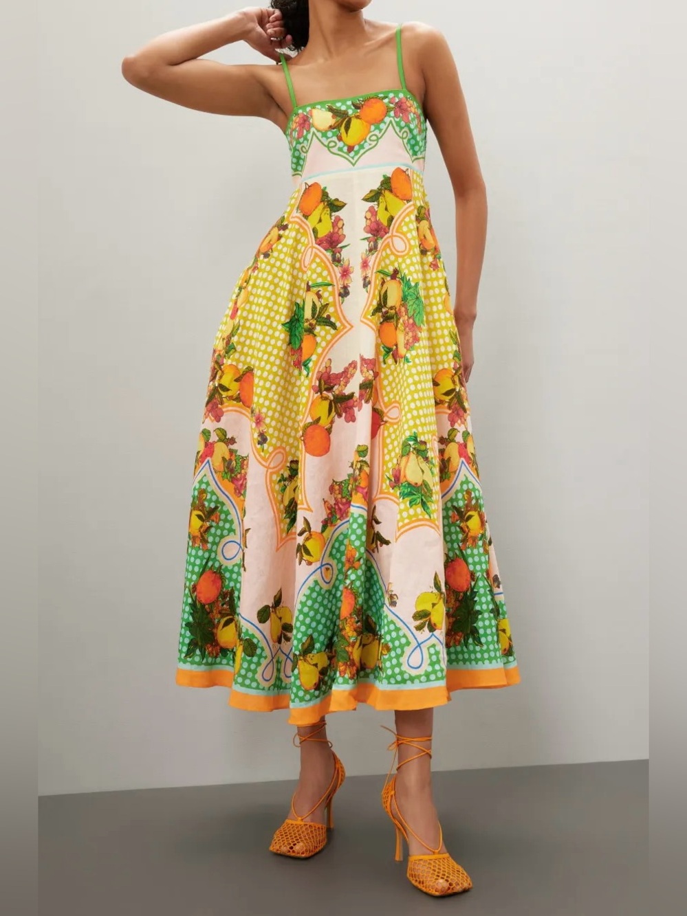 ALÉMAIS Lemonis Printed Linen Midi Dress XS AU6/US2 - Picture 12 of 14